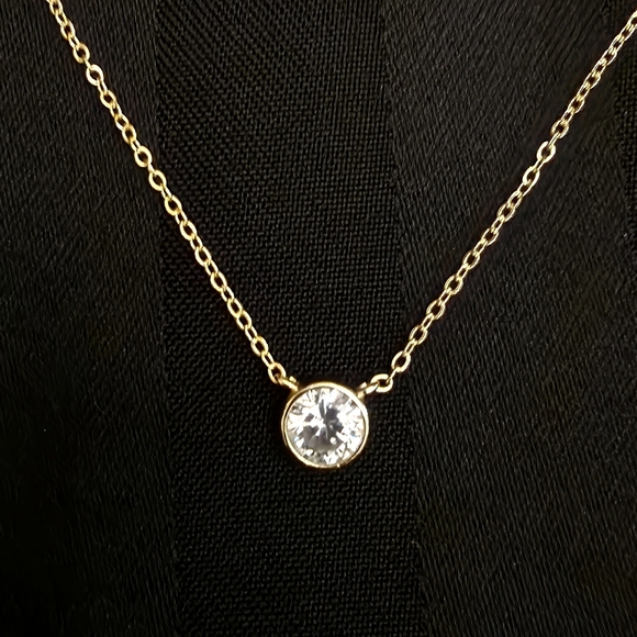 GRA Certified 2 Carat 2 Carat Moissanite 18k Gold Plated Over Sterling Necklace - Picture 3 of 6